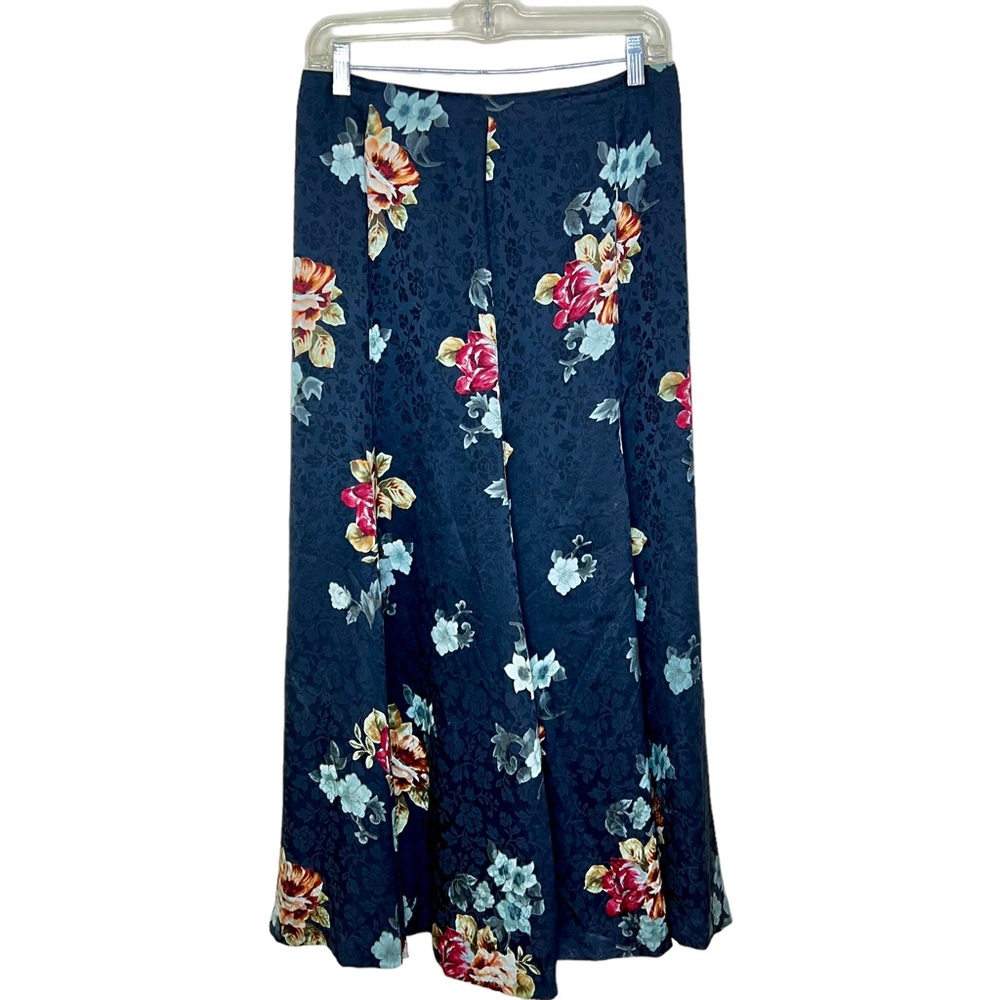 Black Silk Floral Maxi Skirt Size 8 NEW